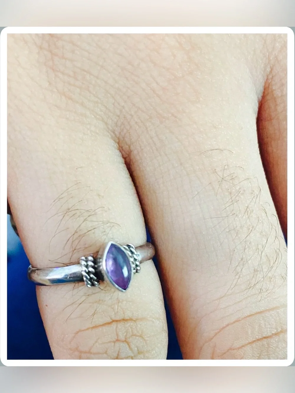 VTG 925 Sterling Silver Marquise Amethyst Ring Sz 6 NWT Early 2000s Y2K 1.59g